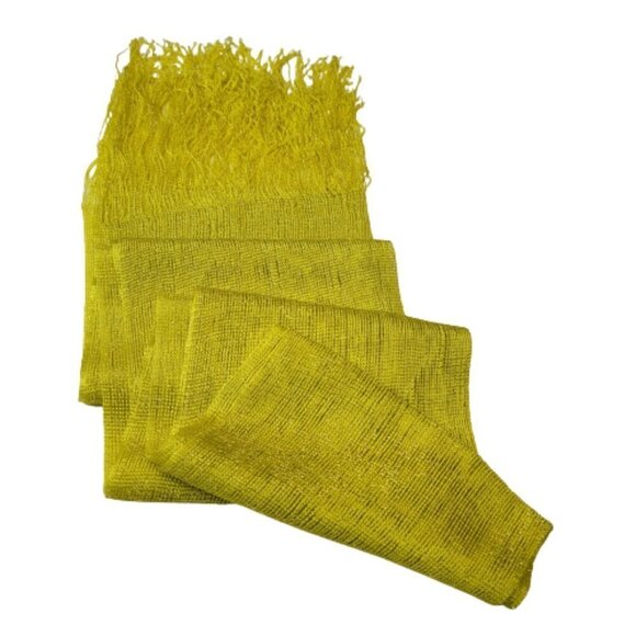 VIBRANT Yellow Sequin Long Rectangular Tassel Scarf Shawl - Picture 2 of 11